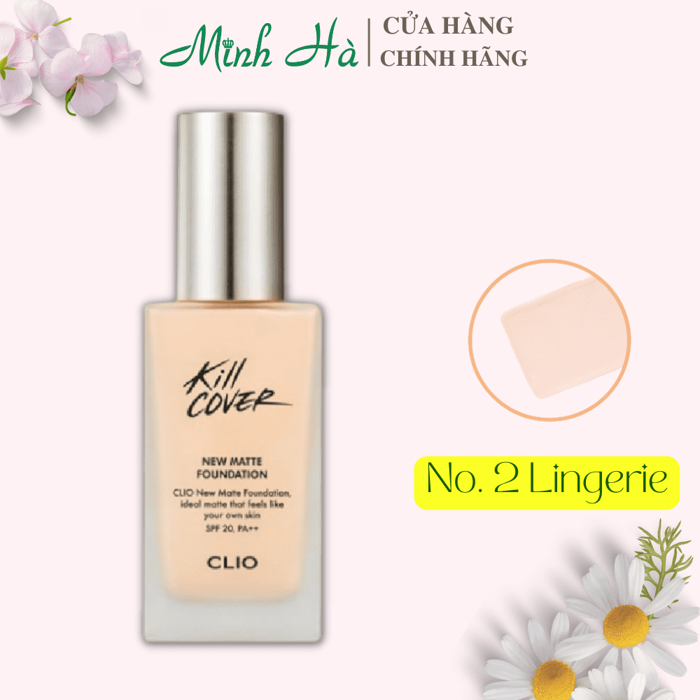 Kem nền Clio Kill Cover New Matte Foundation SPF20 PA++ 38g cho lớp nền mỏng nhẹ, lì suốt ngày dài
