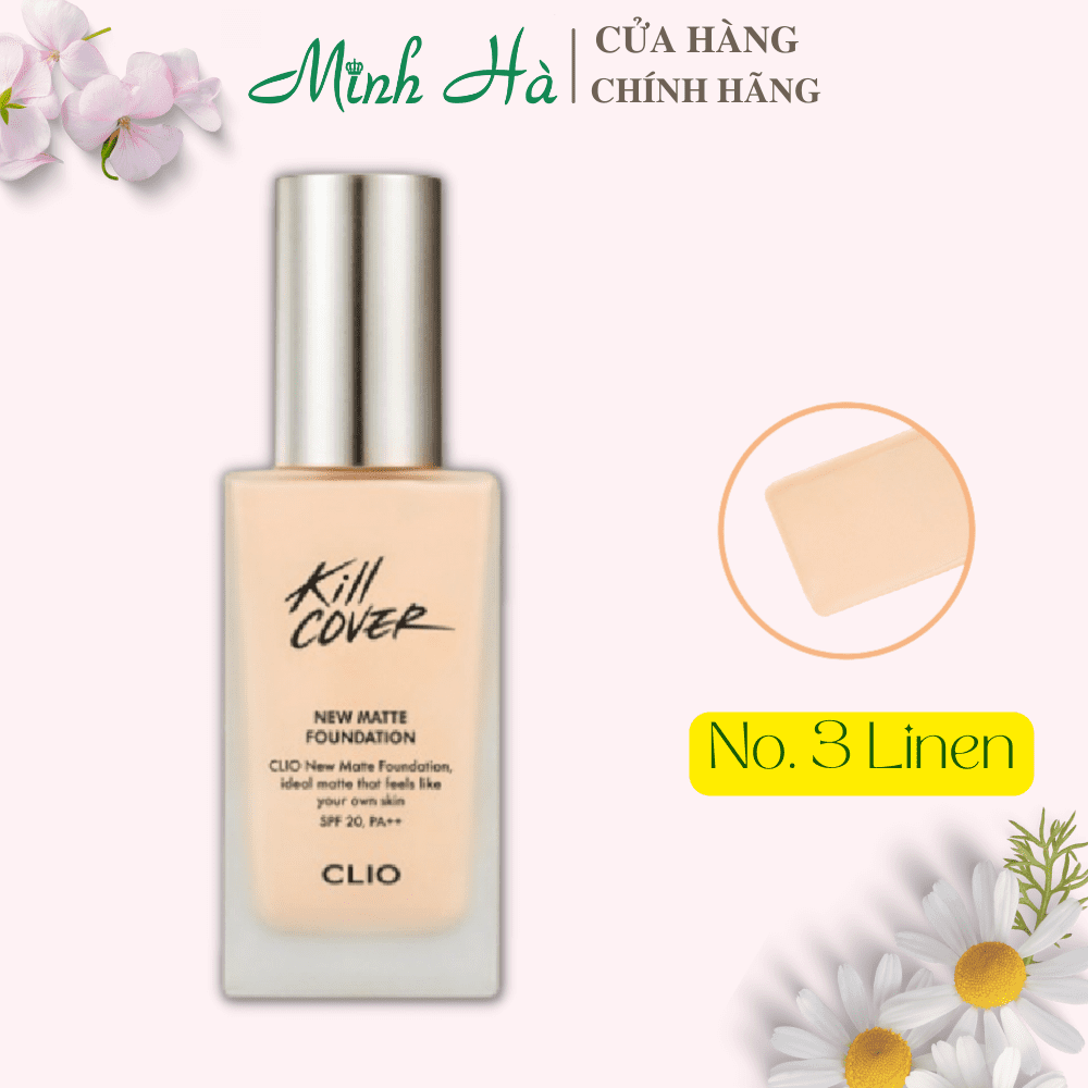 Kem nền Clio Kill Cover New Matte Foundation SPF20 PA++ 38g cho lớp nền mỏng nhẹ, lì suốt ngày dài