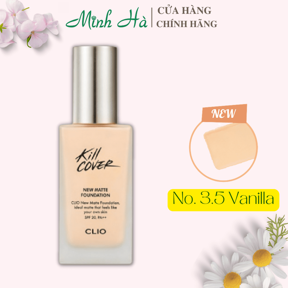 Kem nền Clio Kill Cover New Matte Foundation SPF20 PA++ 38g cho lớp nền mỏng nhẹ, lì suốt ngày dài