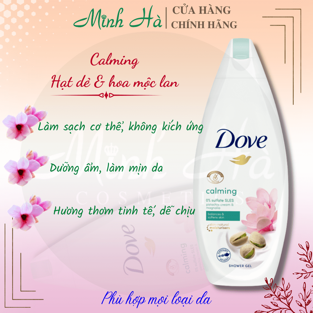 Sữa tắm dove 500ml giúp làm sạch, dưỡng ẩm và nuôi dưỡng làn da từ bên trong thích hợp cho mọi loại da