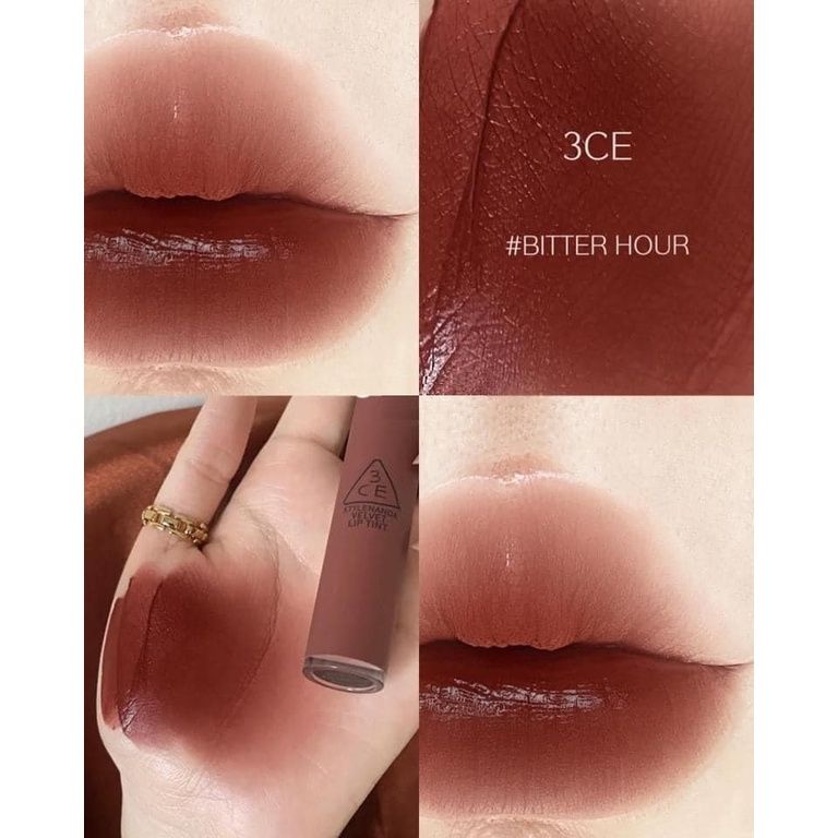 Son kem lì 3CE Velvet Lip Tint 4g lên môi cực mịn, chuẩn tone màu