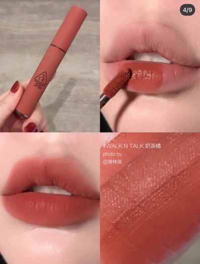 Son kem lì 3CE Velvet Lip Tint 4g lên môi cực mịn, chuẩn tone màu
