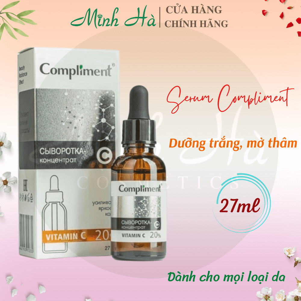 Serum Compliment 2% BHA ,5% Hyaluronic Acid & 20% Vitamin C AHA BHA PHA 27ml làm sạch da, giảm mụn trắng da căng bóng