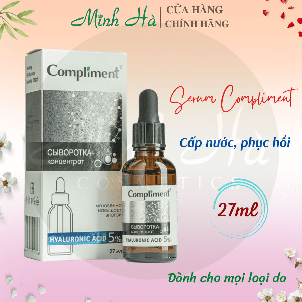 Serum Compliment 2% BHA ,5% Hyaluronic Acid & 20% Vitamin C AHA BHA PHA 27ml làm sạch da, giảm mụn trắng da căng bóng