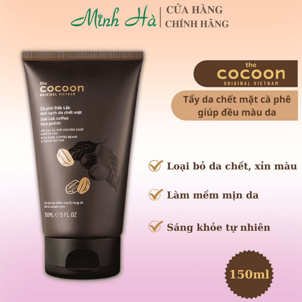 Tẩy da chết mặt Cà Phê Đắk Lắk Cocoon 150ml giúp đều màu da