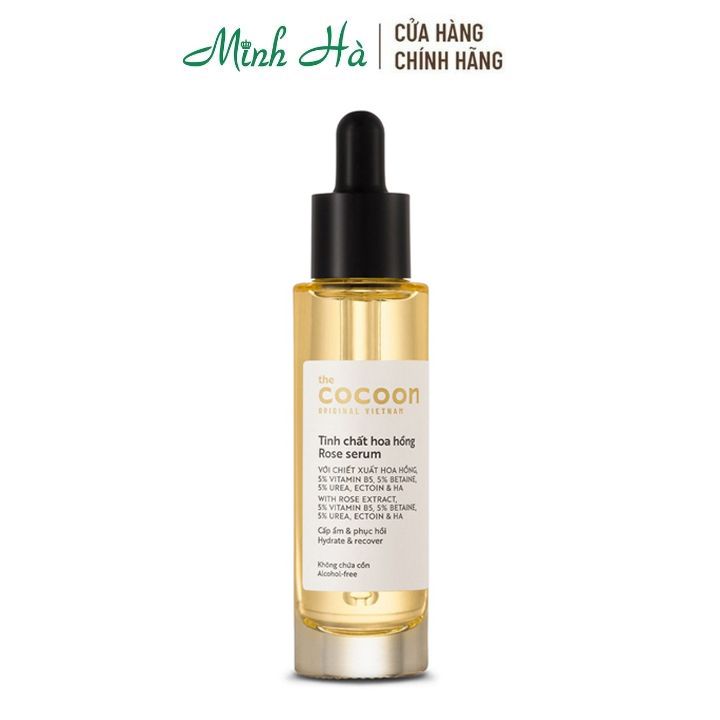 Tinh chất hoa hồng Cocoon Rose Serum The Cocoon 30ml không chứa cồn, giúp cấp ẩm và phục hồi da