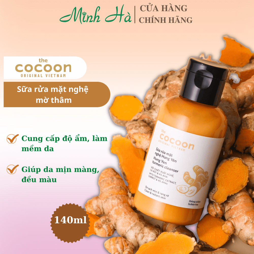 Sữa rửa mặt nghệ Hưng Yên Cocoon turmeric cleanser 140/310ml loại bỏ bụi bẩn, làm sáng da