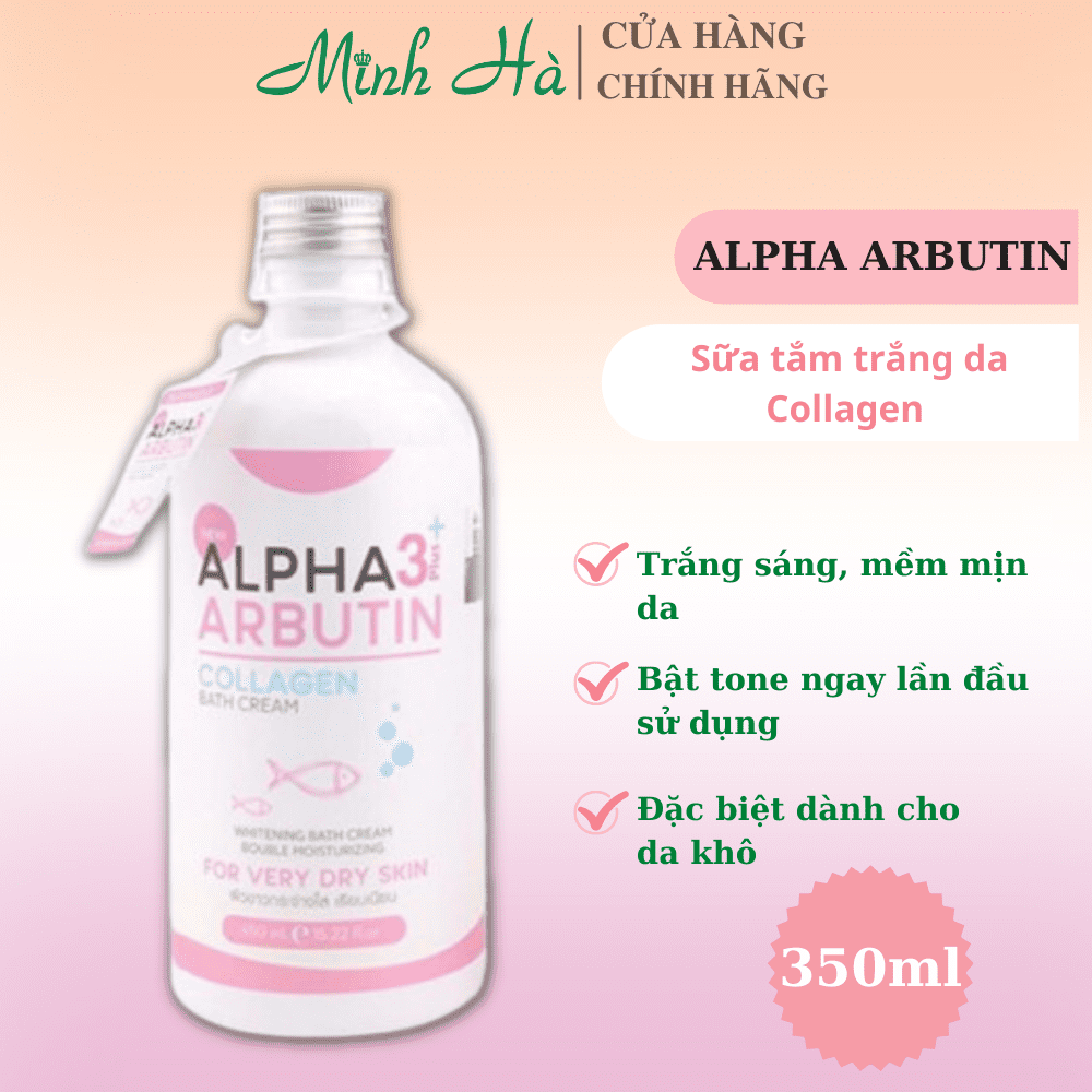 Sữa tắm Alpha Arbutin Collagen 3plus+ Bath Cream 350ml giúp da trắng sáng mịn màng