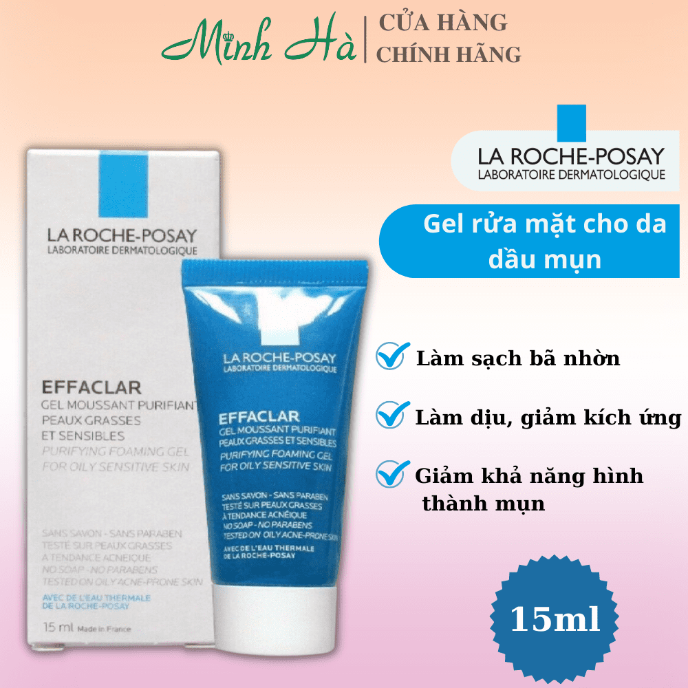 Gel rửa mặt La Roche Posay Effaclar Purifying Foaming Gel Cleanser 50/200ml/400ml cho da dầu nhạy cảm nhẹ nhàng làm sạch da