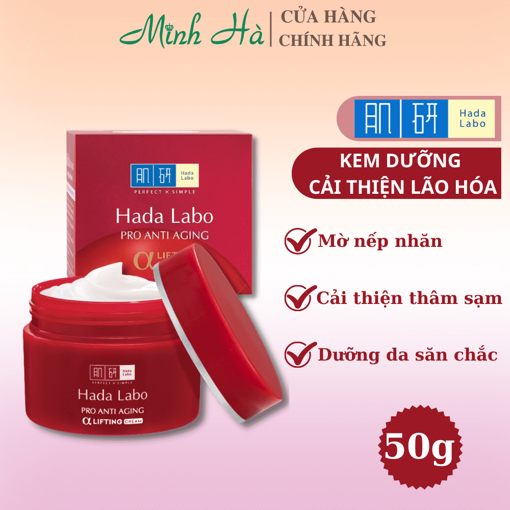 Kem cải thiện lão hóa da Hada Labo Pro Anti Aging Lifting Cream 50g mờ nếp nhăn, giảm thâm sạm