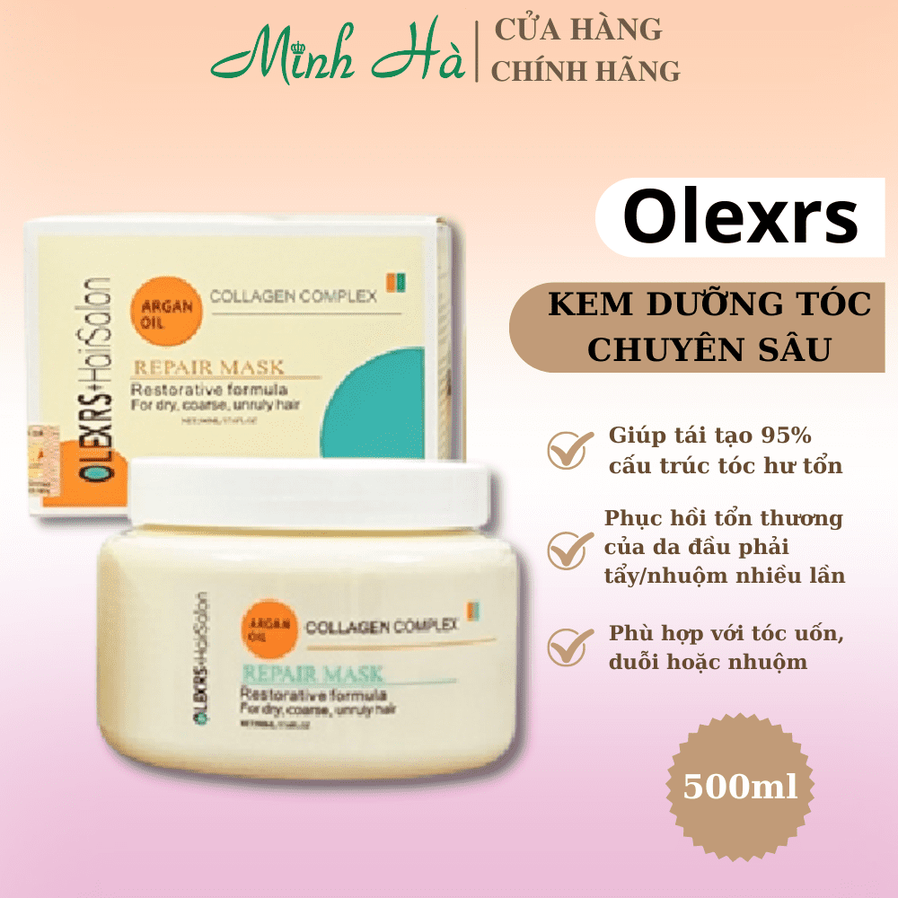 Kem ủ tóc phục hồi Olexrs Collagen Complex Repair Mask 500ml dưỡng ẩm và bảo vệ tóc