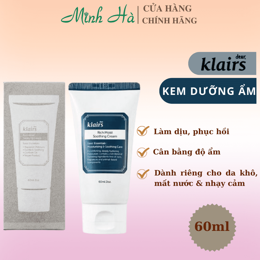 Kem dưỡng ẩm Klairs Rich Moist Soothing Cream 80ml dành cho da khô mất nước