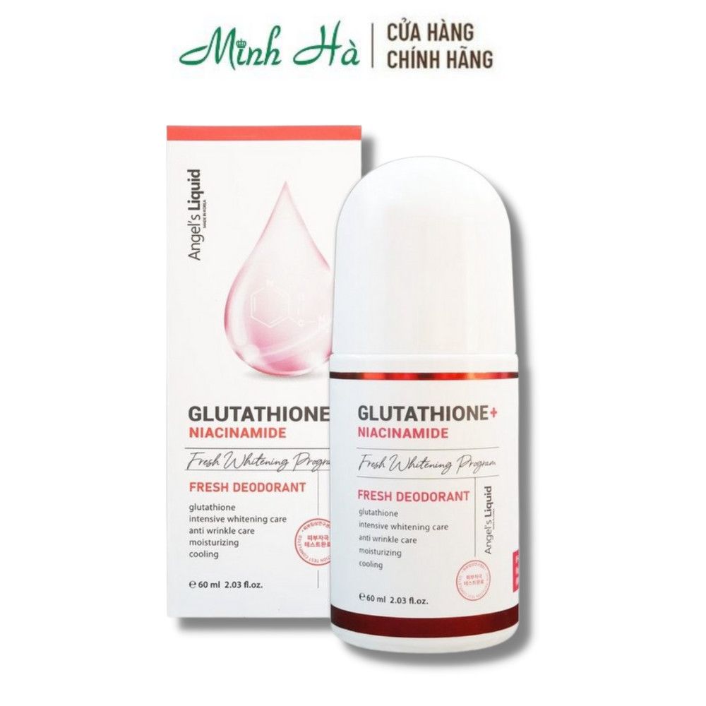 Lăn khử mùi Glutathione + Niacinamide Angle's Liquid 60ml giúp vùng da dưới cánh tay trắng sáng, mịn màng