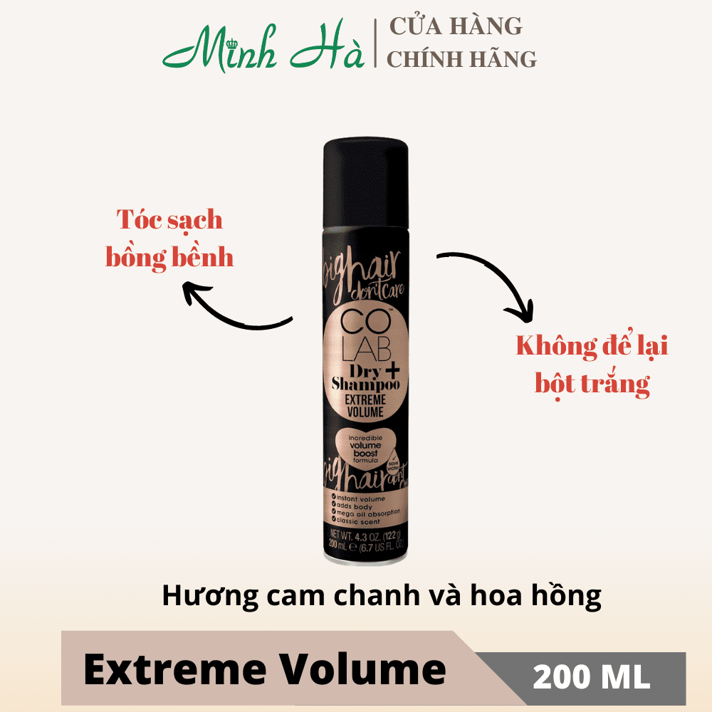 Dầu gội khô Colab Dry Shampoo 200ml giúp làm sạch da đầu mang lại mái tóc bồng bềnh và tràn đầy sức sống