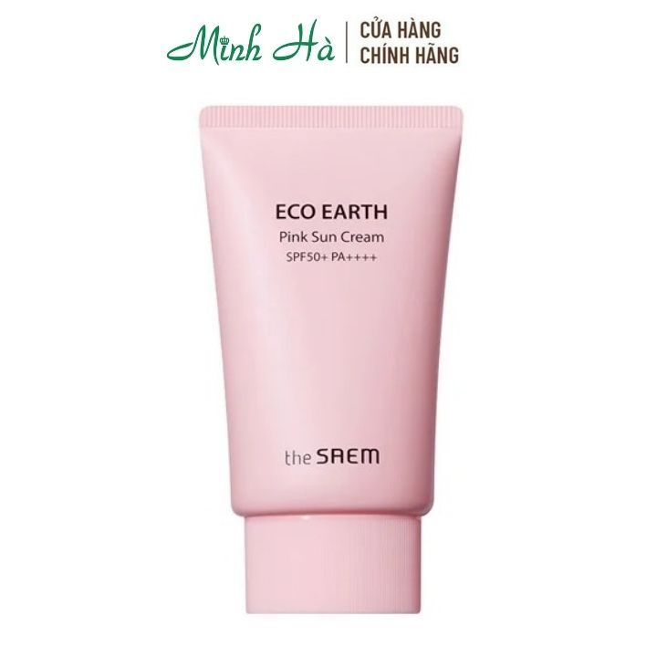 Kem chống nắng The Saem Eco Earth Pink Sun Cream EX SPF50+ PA++++ 50g nâng tone da nhẹ nhàng tự nhiên