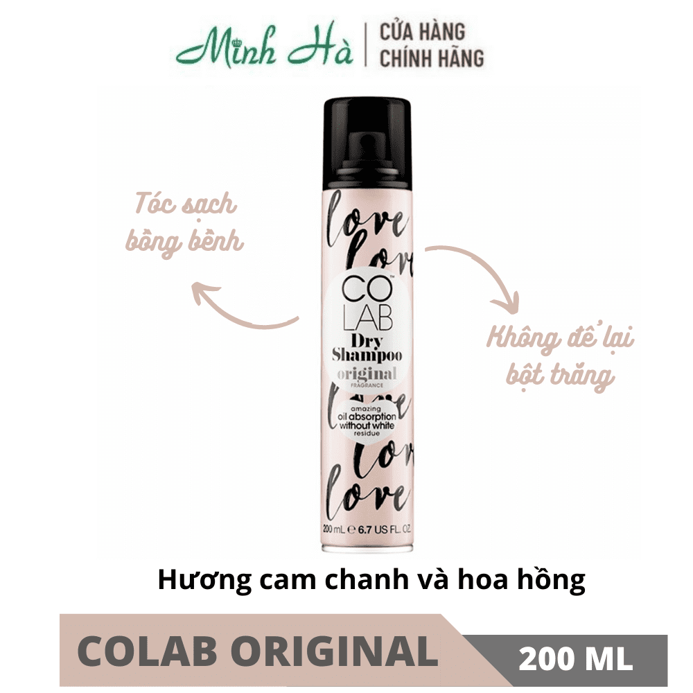 Dầu gội khô Colab Dry Shampoo 200ml giúp làm sạch da đầu mang lại mái tóc bồng bềnh và tràn đầy sức sống