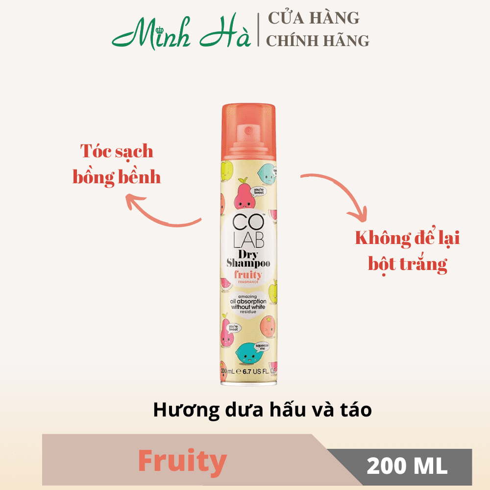 Dầu gội khô Colab Dry Shampoo 200ml giúp làm sạch da đầu mang lại mái tóc bồng bềnh và tràn đầy sức sống
