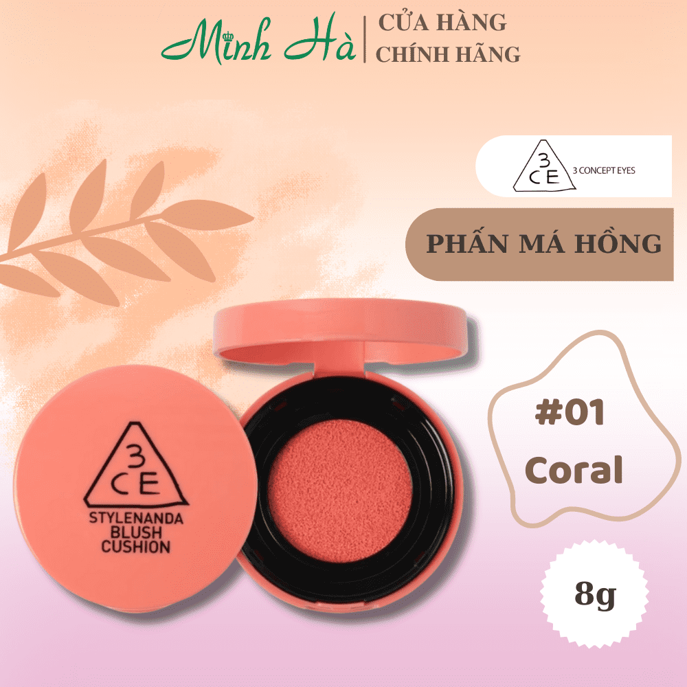 Phấn má hồng 3CE Blush Cushion 8g cho đôi má hiệu ứng hồng tự nhiên