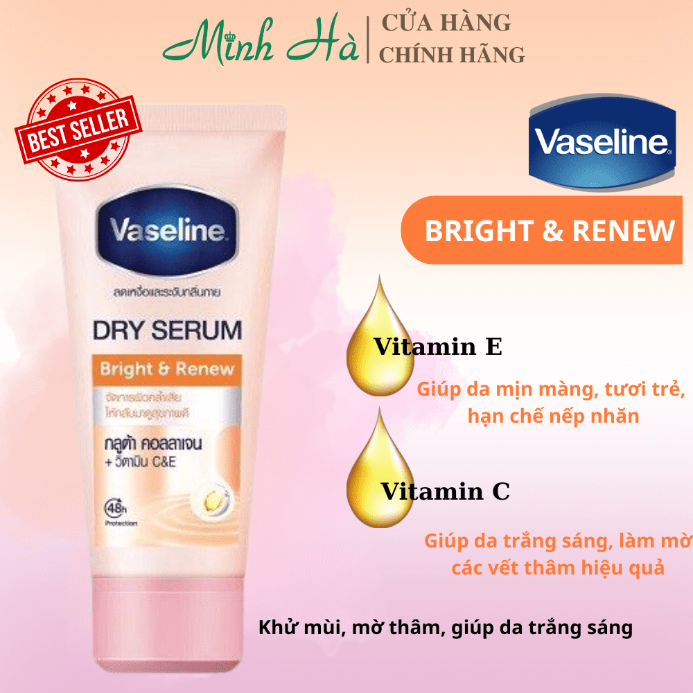 Serum dưỡng trắng nách Vaseline Dry Serum 45ml giúp da trắng sáng tức thì