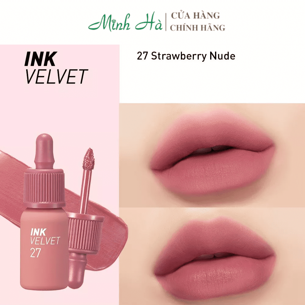 Son kem lì Ink Velvet Peripera 4g lên môi mượt bền màu