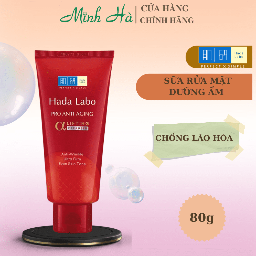Sữa rửa mặt Hada Labo Cleanser 80g dưỡng ẩm sáng da cải thiện dấu hiệu lão hóa
