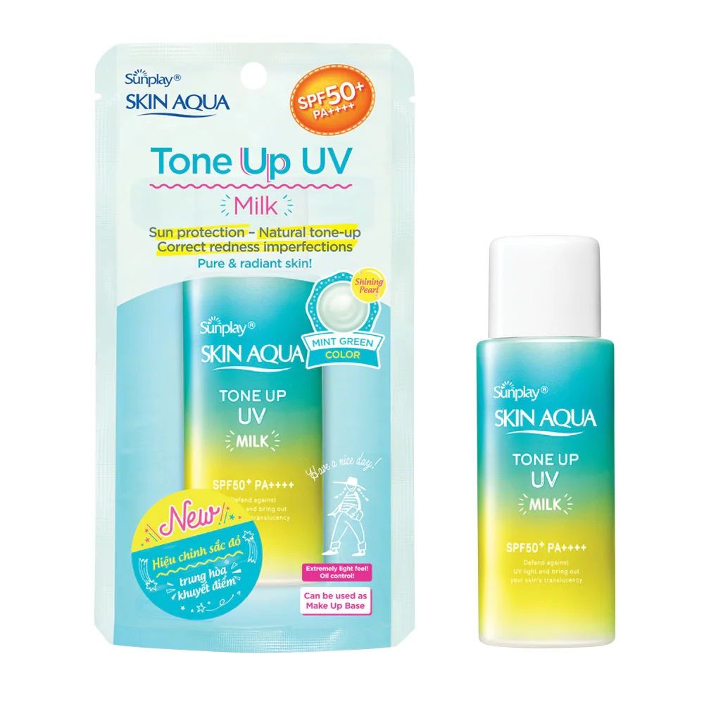 Kem chống nắng Skin Aqua Tone Up UV Essence/Milk SPF50+ PA++++ 50g bản nội địa Nhật và sản xuất tại Việt Nam
