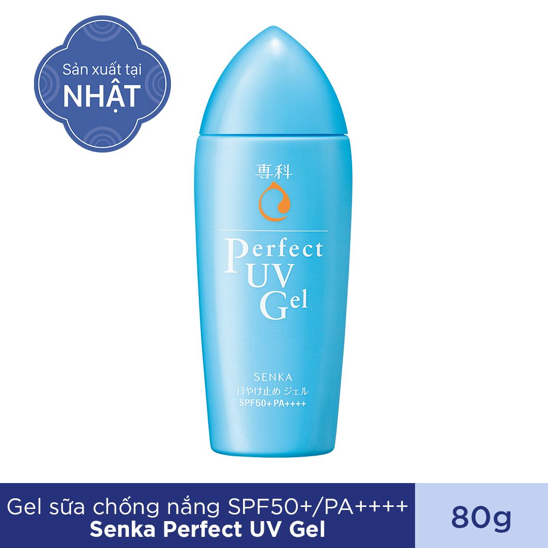 Gel sữa chống nắng Senka Perfect UV SPF 50+ PA++++ 80ml thấm nhanh, không bít tắc, giúp da ẩm mịn