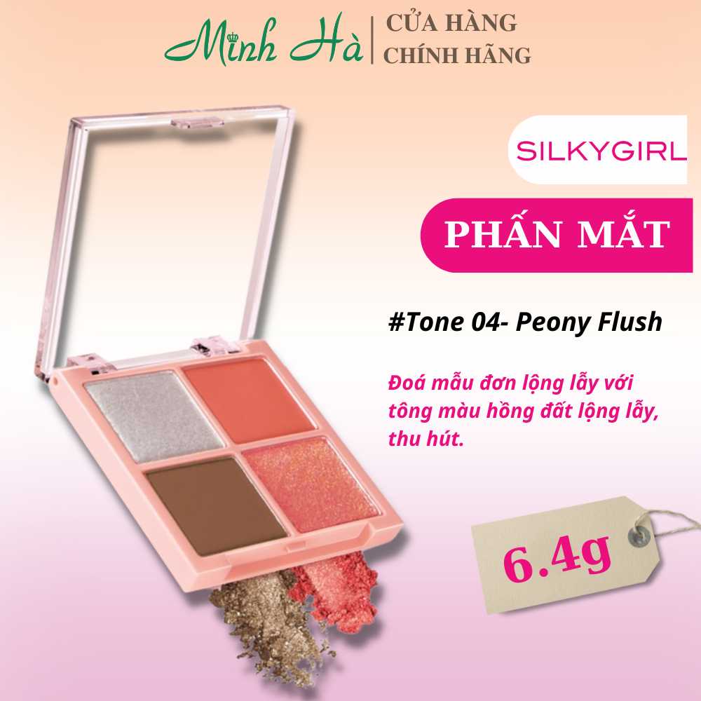 Phấn mắt 4 ô Silkygirl Full Bloom Shadow Quad 6.4g chất phấn mềm mịn bám màu tốt