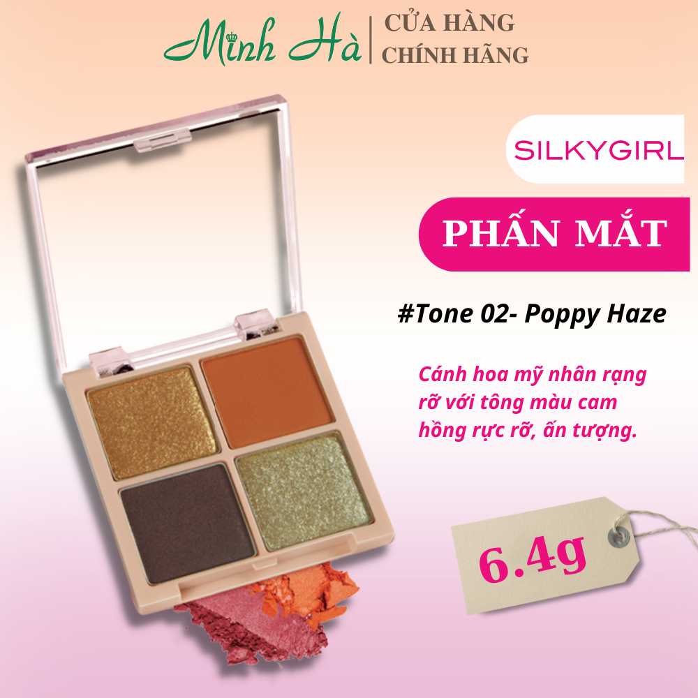 Phấn mắt 4 ô Silkygirl Full Bloom Shadow Quad 6.4g chất phấn mềm mịn bám màu tốt