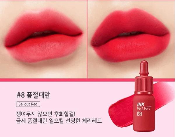 Son kem lì Ink Velvet Peripera 4g lên môi mượt bền màu