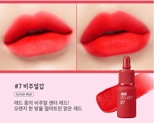 Son kem lì Ink Velvet Peripera 4g lên môi mượt bền màu