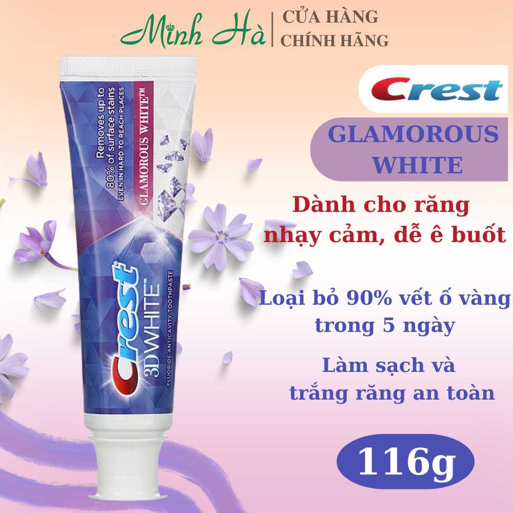 Kem đánh răng Crest 3D White Advanced Triple Whitening 158g trắng răng bảo vệ chống lại sâu răng