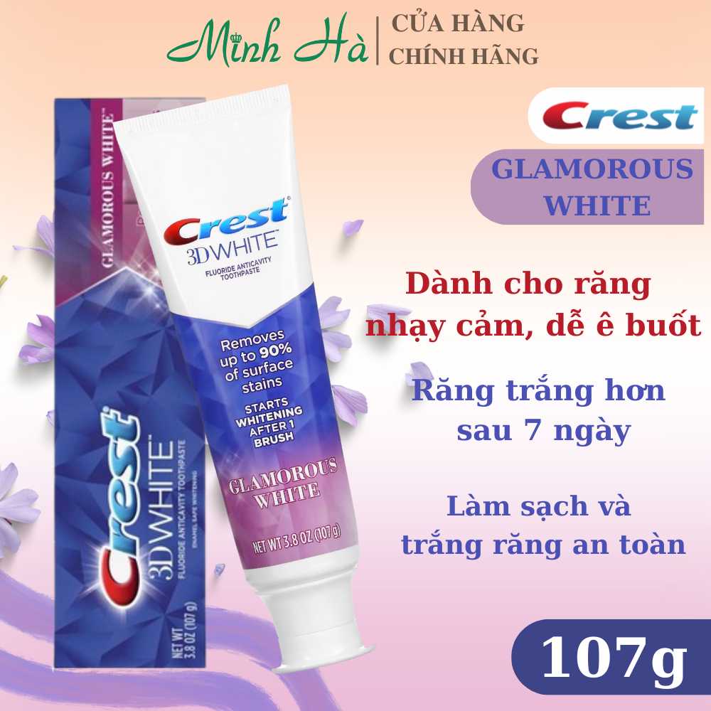 Kem đánh răng Crest 3D White Advanced Triple Whitening 158g trắng răng bảo vệ chống lại sâu răng