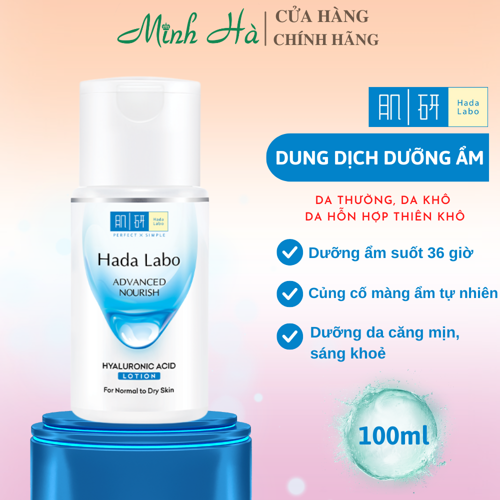 Dung dịch dưỡng ẩm Hada Labo Advanced Nourish Hyaluronic Acid Lotion For Normal To Dry Skin 100ml dưỡng da căng mịn