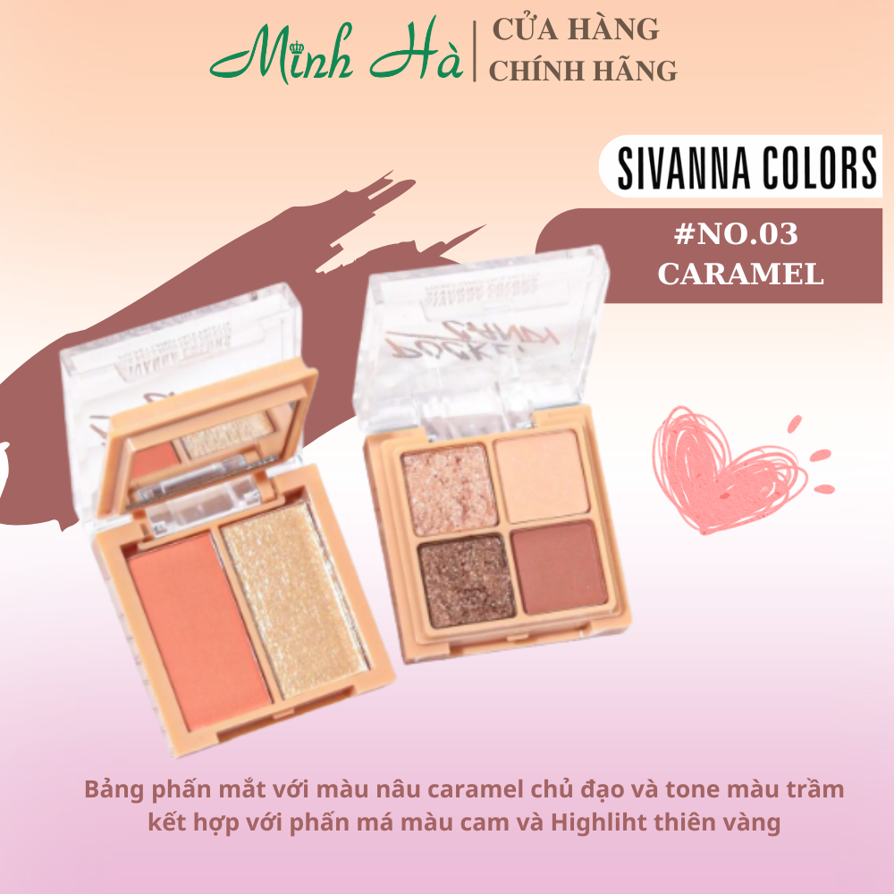 Bảng phấn mắt 4 ô Sivanna Color Pocket Candy Face Palette 9.6g chất mịn bám màu lâu trôi