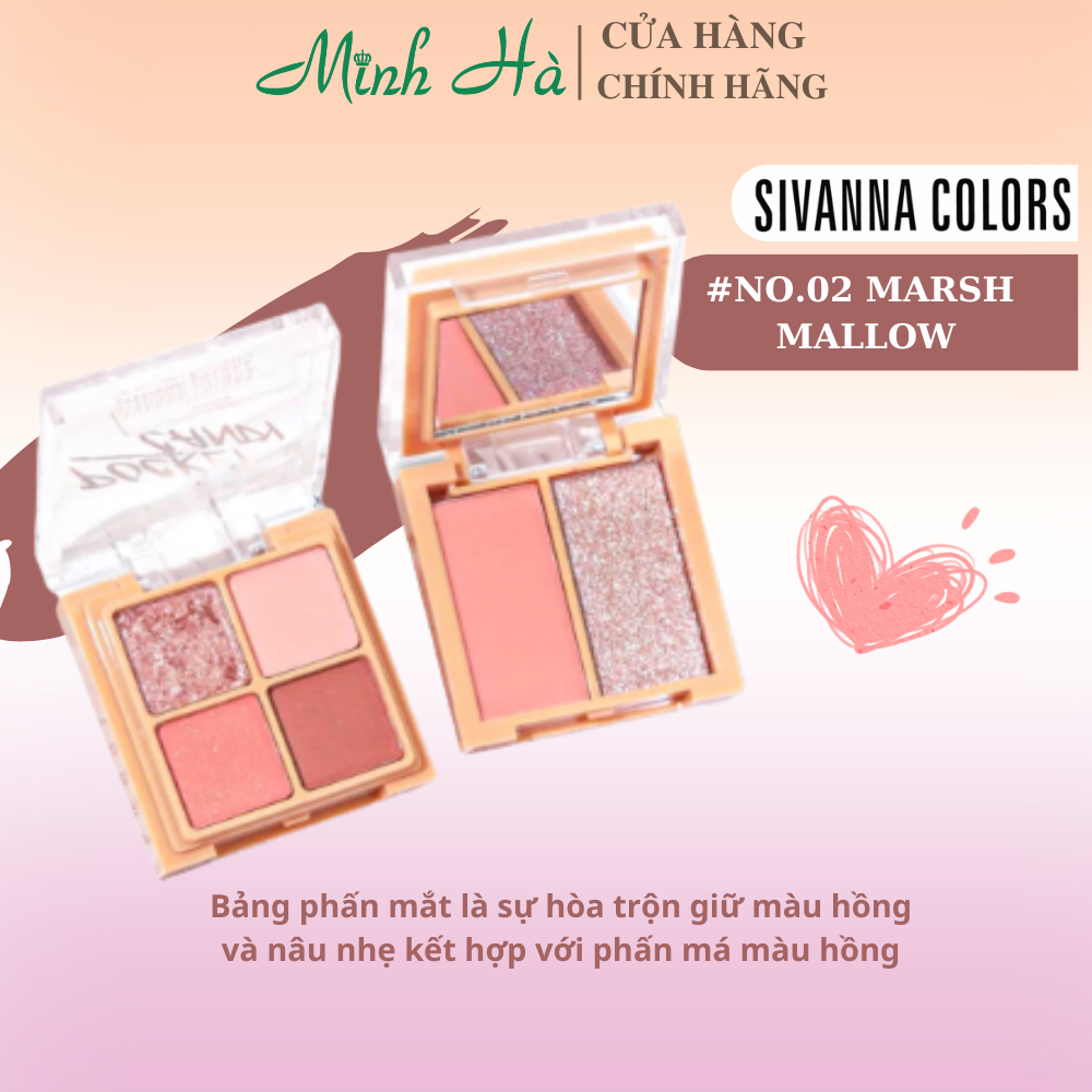 Bảng phấn mắt 4 ô Sivanna Color Pocket Candy Face Palette 9.6g chất mịn bám màu lâu trôi