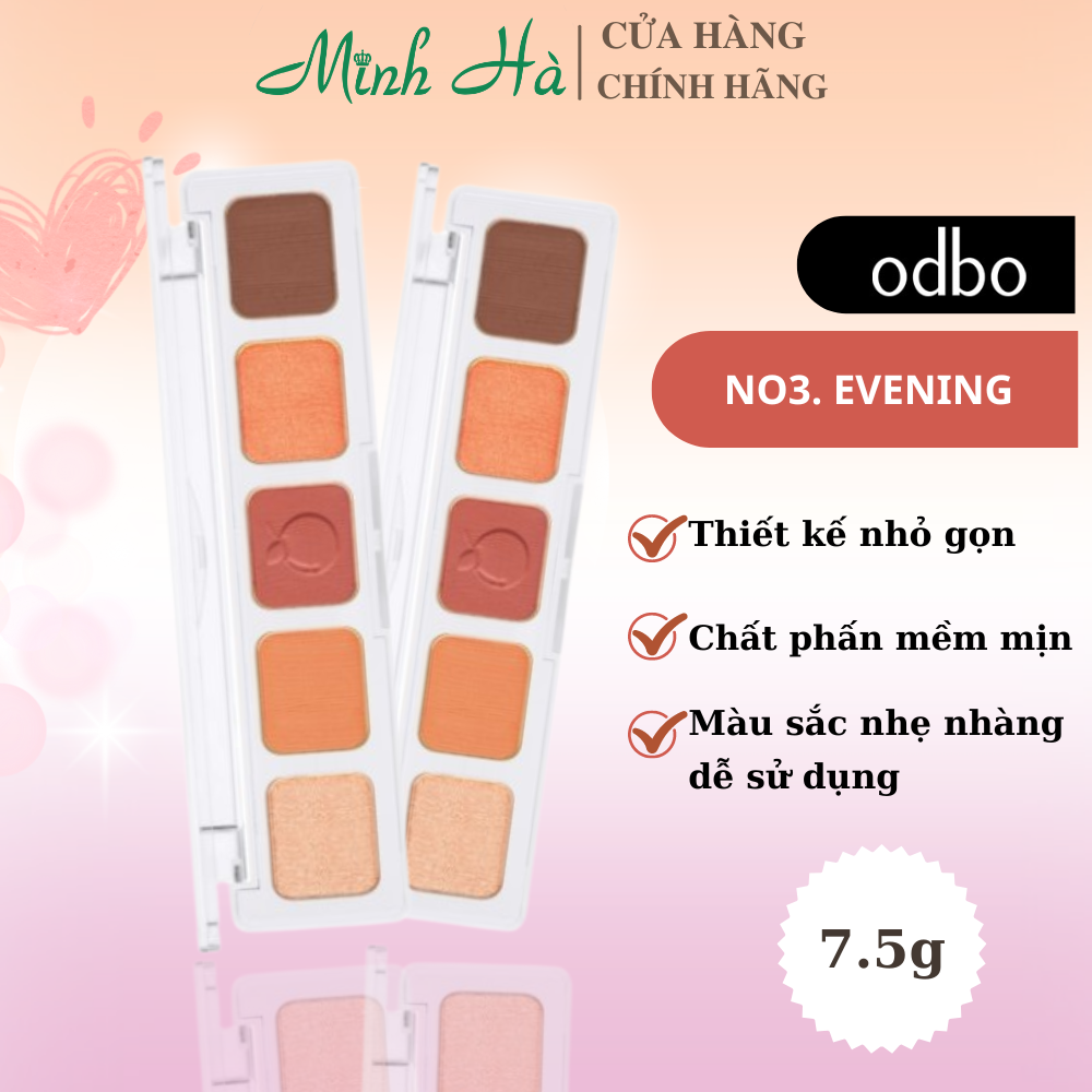Bảng phấn mắt 5 ô Odbo Besuty Session Eyeshadow OD216 7.5g chất mịn bám lâu