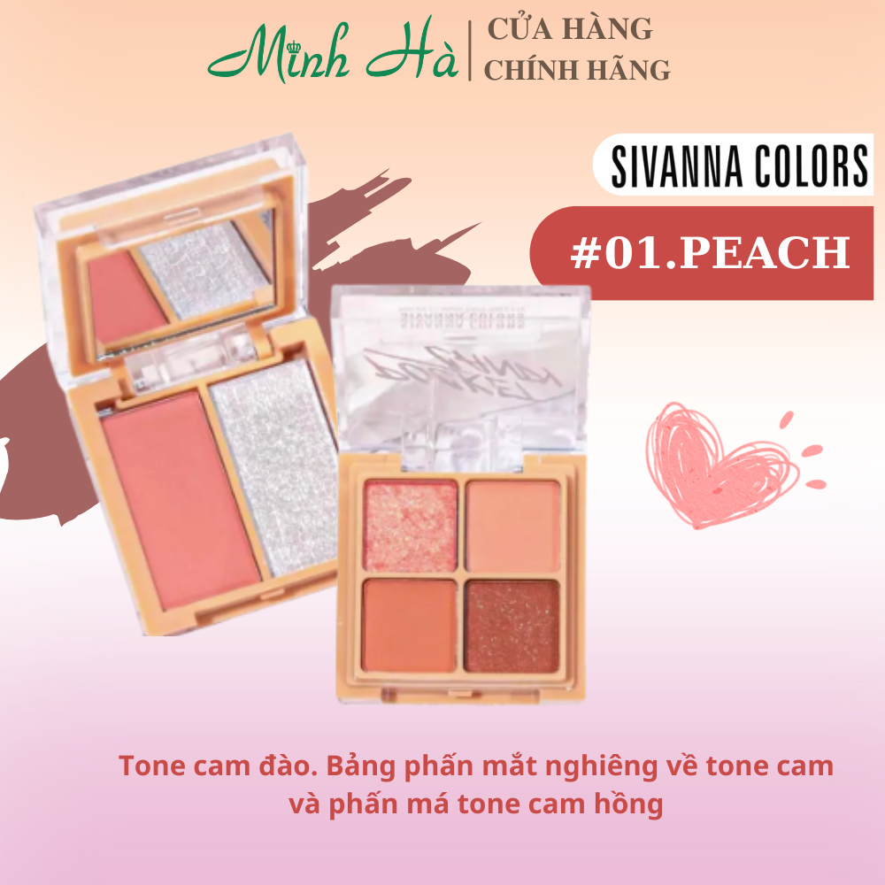 Bảng phấn mắt 4 ô Sivanna Color Pocket Candy Face Palette 9.6g chất mịn bám màu lâu trôi