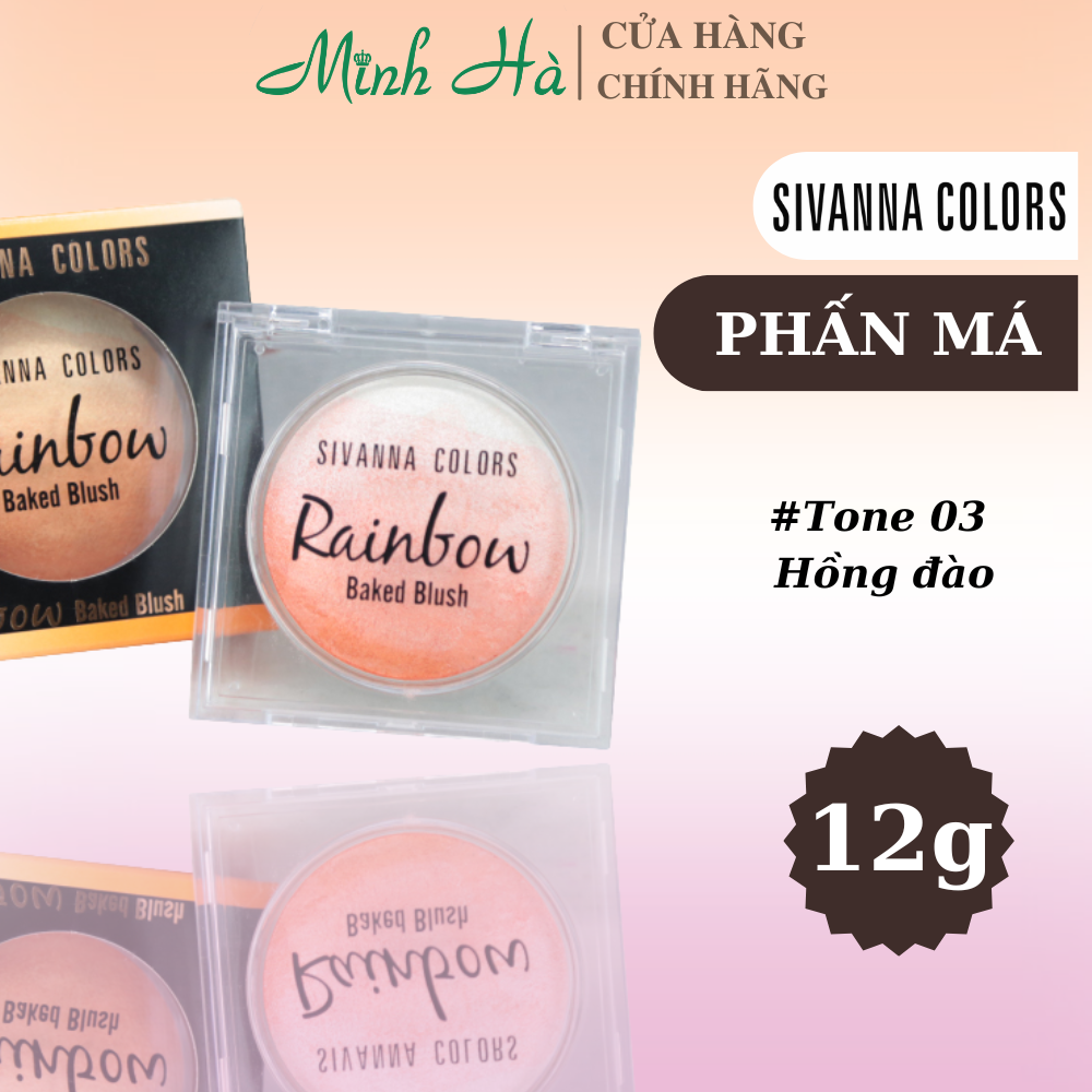 Phấn má Sivanna Color Rainbow Baked Blush HF370 12g giúp đôi má ửng hồng tự nhiên, tràn đầy sức sống