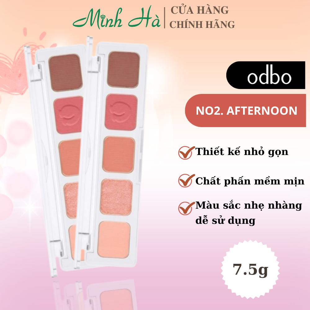 Bảng phấn mắt 5 ô Odbo Besuty Session Eyeshadow OD216 7.5g chất mịn bám lâu