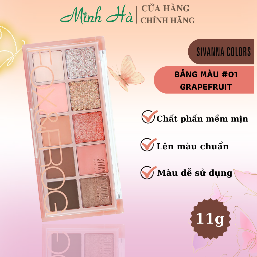 Phấn mắt Sivanna Colors Eyeshadow Palette Fox & Frog HF158 11g tông đào nhẹ nhàng