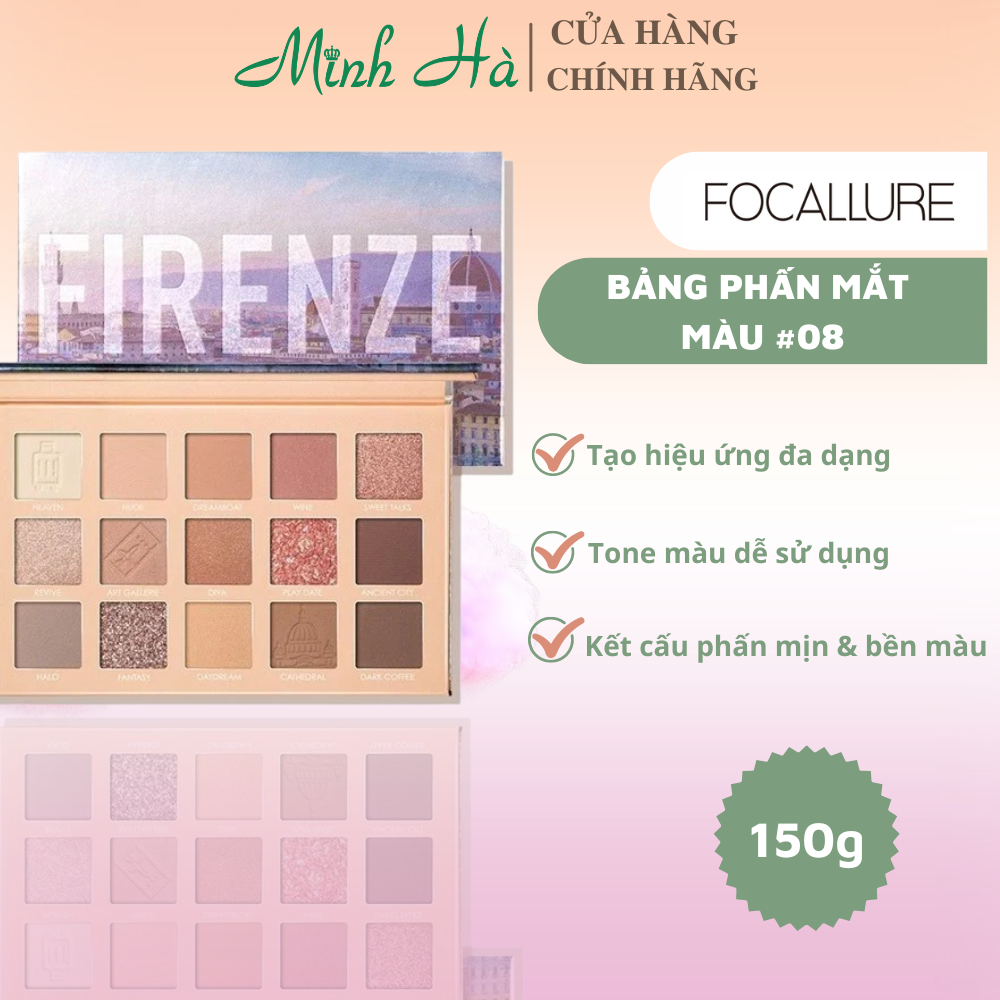 Phấn mắt Focallure FA100 Pan Eyeshadow Go Travel Palette 17.25g #08 chất phán mịn và bền màu