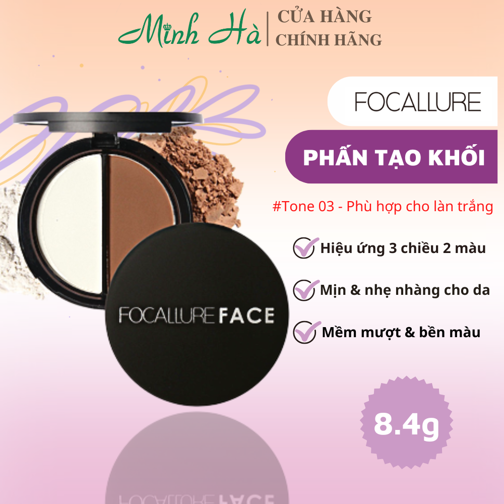 Phấn tạo khối Focallure FA05 Highlight & Contour 8.4g #03 tự nhiên lâu trôi