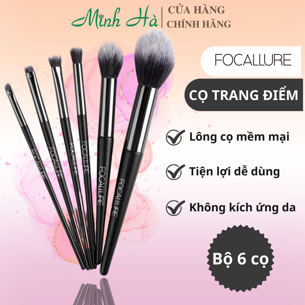 Bộ cọ trang điểm 6 cây Focallure FA70 giúp trang điểm chuyên nghiệp và chi tiết