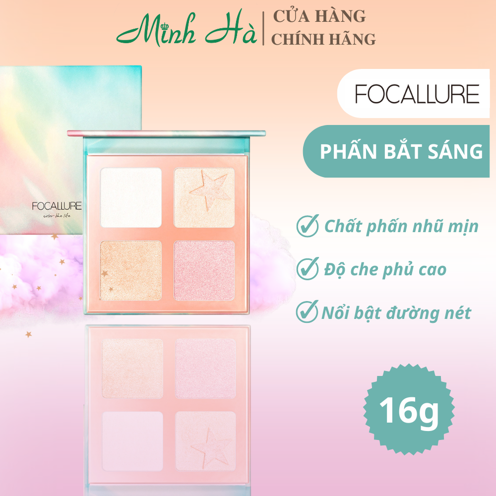 Phấn bắt sáng Focallure super star highlighter palette FA63 16g hiệu ứng bóng mờ giúp gương mặt thon gọn