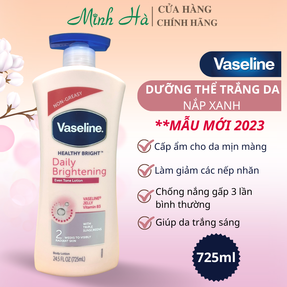 Sữa dưỡng thể Vaseline Healthy White UV Lightening Body Lotion 725ml giúp dưỡng trắng dưỡng ẩm phù hợp cho mọi loại da