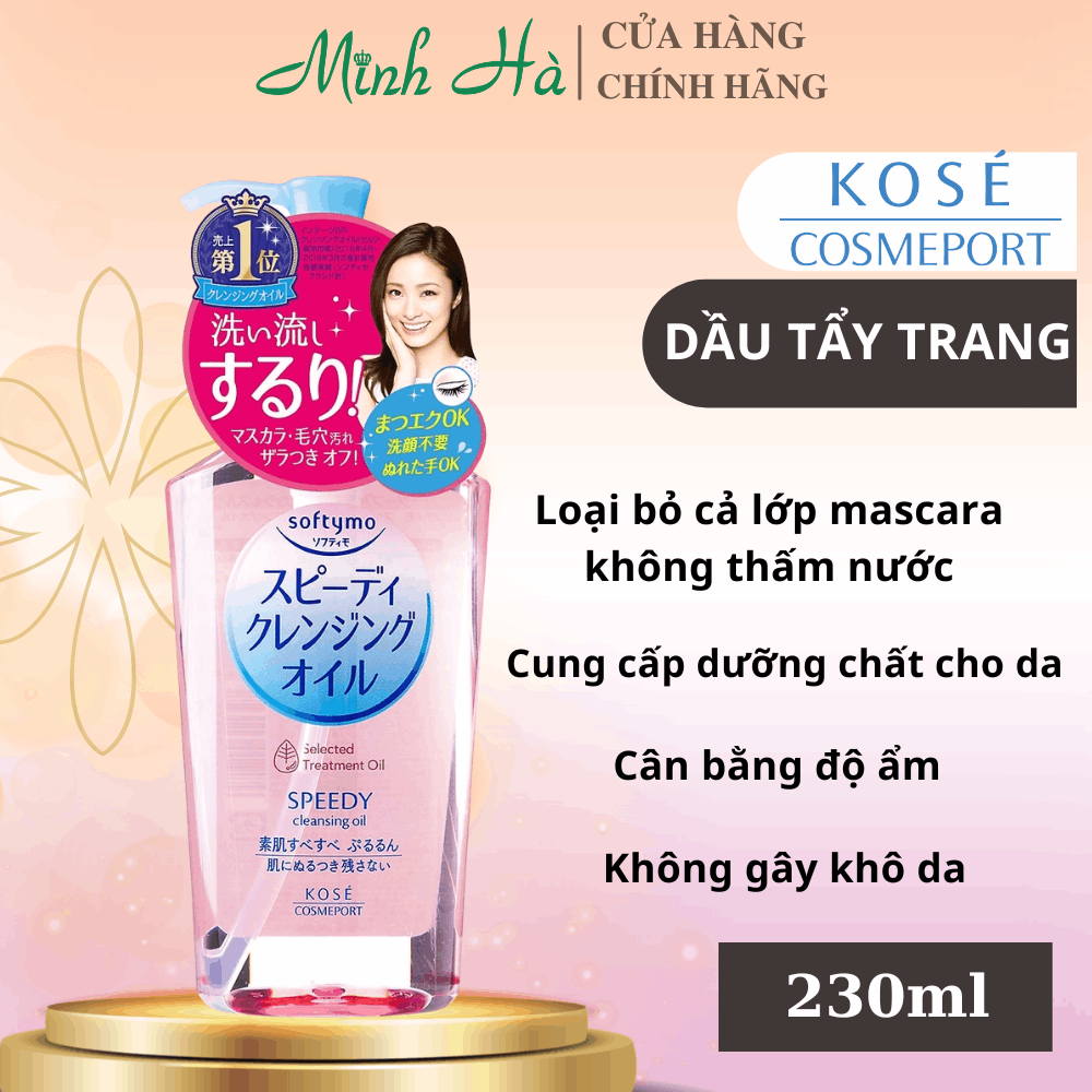 Dầu tẩy trang Kose Softymo 230ml làm sạch các lớp trang điểm cứng đầu