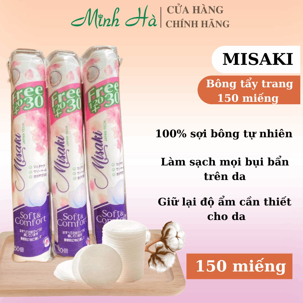 Bông tẩy trang Misaki 150 miếng