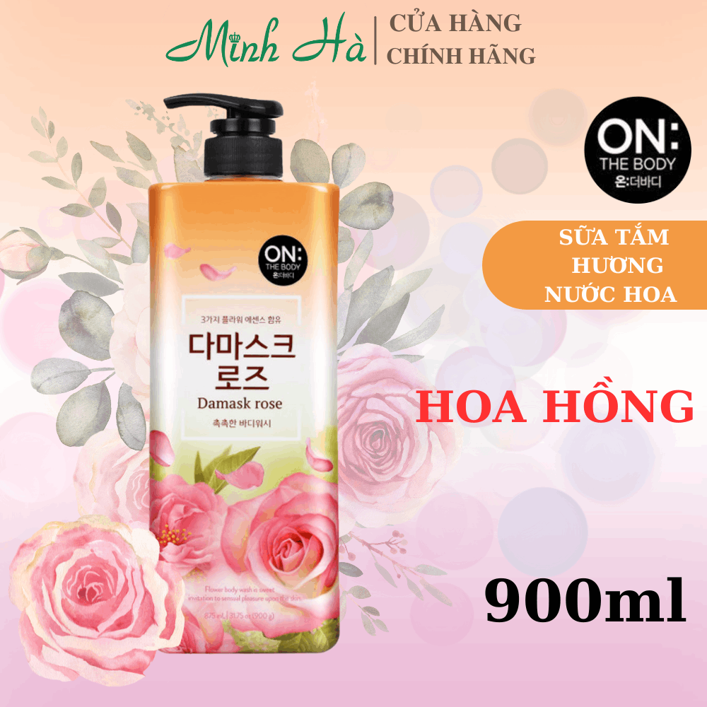 Sữa tắm On The Body Damask Rose Body 900g với mùi hương nước hoa quyến rũ