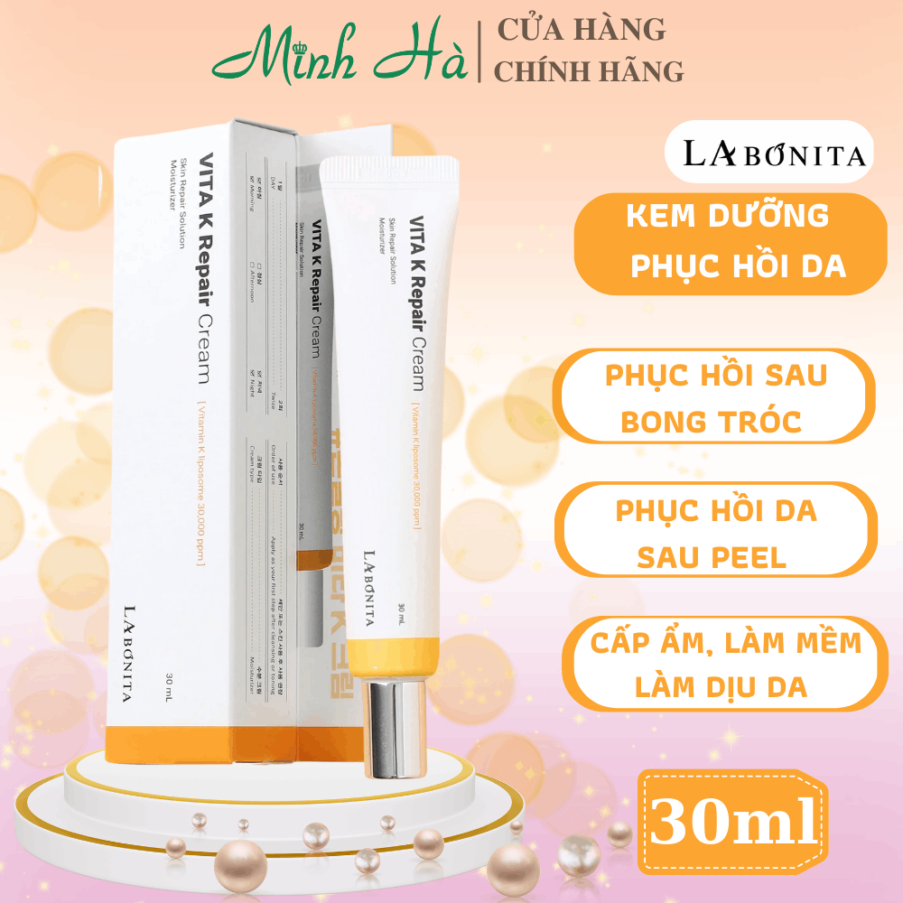 Kem dưỡng La Bonita Vita K Repair Cream 30ml phục hồi da sau peel, lăn kim